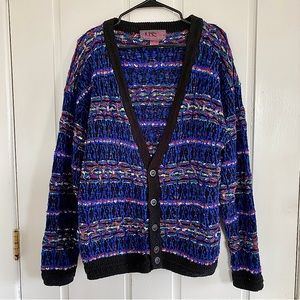80s Vintage Rainbow Knit Grandpa Cardigan